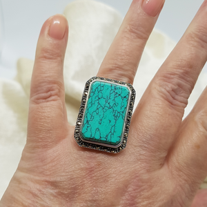 Sterling Turquoise and Marcasite Ring