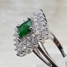 Load image into Gallery viewer, Sterling Silver White and Green CZ Dress Ring
