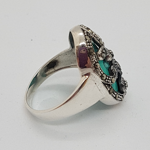 Sterling Silver Turquoise and Marcasite Ring