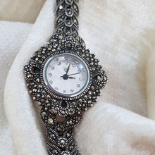 Load image into Gallery viewer, Sterling Silver Wrist Watch with Marcasite Bracelet
