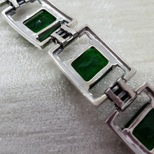 Load image into Gallery viewer, Sterling Silver Marcasite and Green Stone Bracelet
