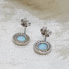 Load image into Gallery viewer, Sterling Silver Opal and CZ Stud Earrings
