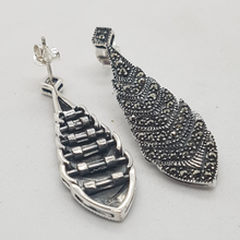 Load image into Gallery viewer, Sterling Silver Marcasite Drop Earrings
