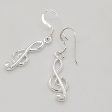 Load image into Gallery viewer, Sterling Silver Treble Clef Drop Earrings
