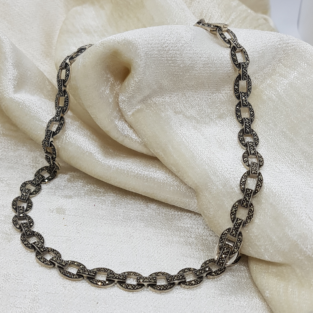 Sterling Silver Marcasite Necklace.