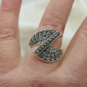 Sterling Silver Marcasite Fan Ring