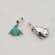 Load image into Gallery viewer, Sterling Silver Turquoise and Marcasite Bee Earrings
