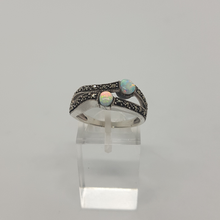 Load image into Gallery viewer, Sterling Silver Opal and Marcasite Ring
