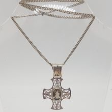 Load image into Gallery viewer, Vintage Sterling Silver and Smokey Quartz Cross Pendant
