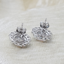 Load image into Gallery viewer, Sterling Silver CZ Stud Earrings with Opal Centre Stone
