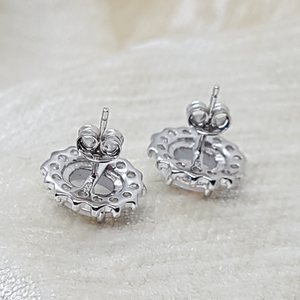 Sterling Silver CZ Stud Earrings with Opal Centre Stone