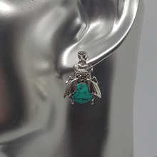 Load image into Gallery viewer, Sterling Silver Turquoise and Marcasite Bee Earrings
