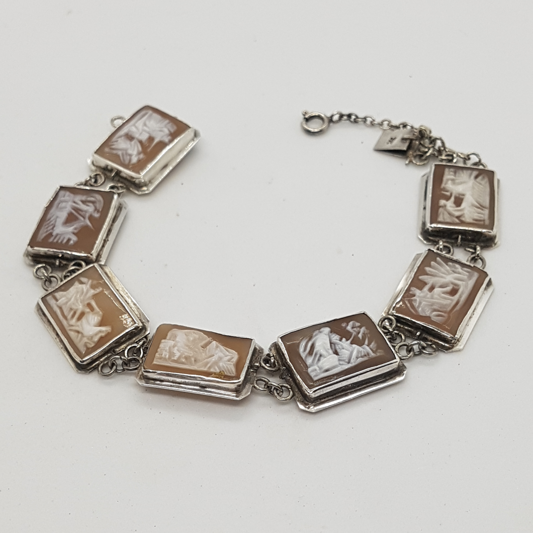 Vintage Sterling Silver Cameo Bracelet