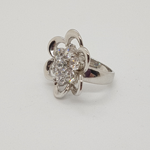 Load image into Gallery viewer, Sterling Silver and White CZ Flower Ring
