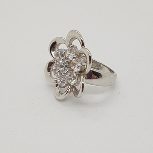 Sterling Silver and White CZ Flower Ring