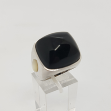 Load image into Gallery viewer, Vintage Sterling Silver Black Onyx and Moonstone Ring
