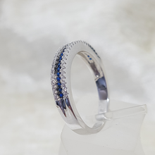Load image into Gallery viewer, Sterling Silver Blue and White Cz Half Eternity Ring
