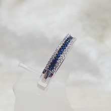 Load image into Gallery viewer, Sterling Silver Blue and White Cz Half Eternity Ring
