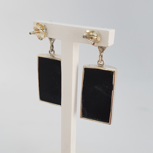 Sterling Silver Black Onyx and Marcasite Earrings