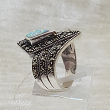 Load image into Gallery viewer, Sterling Silver Opal and Marcasite Ring
