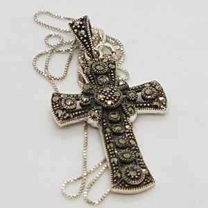 Sterling Silver Marcasite Cross Pendant