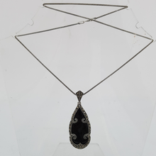 Load image into Gallery viewer, Sterling Silver Black Onyx and Marcasite Pendant
