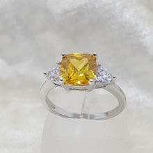 Load image into Gallery viewer, Sterling Silver Yellow Sapphire and White CZ Ring
