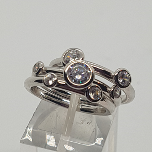 Sterling Silver CZ 3in1 Stacking Ring