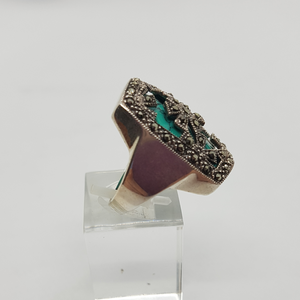 Sterling Silver Turquoise and Marcasite Ring