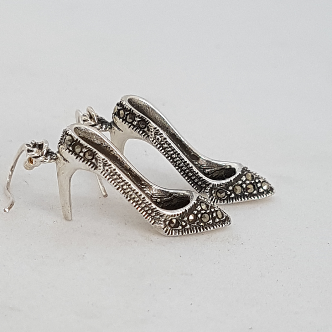 Sterling Silver Marcasite Shoe Earrings