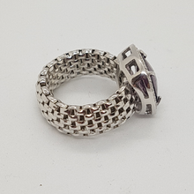 Load image into Gallery viewer, Sterling Silver Amethyst and White Cz Ring
