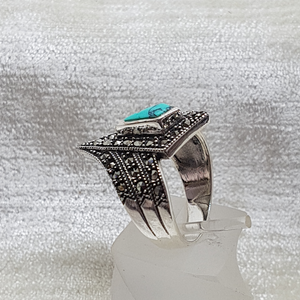 Sterling Silver Marcasite and Turquoise Ring