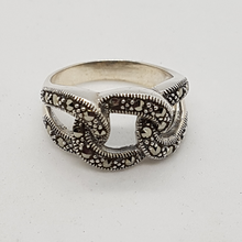 Load image into Gallery viewer, Sterling Silver Marcasite Twist Link Ring
