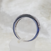 Load image into Gallery viewer, Sterling Silver Blue and White Cz Half Eternity Ring
