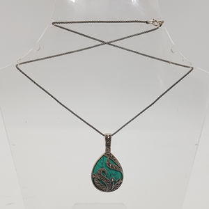 Sterling Silver Turquoise and Marcasite Pendant