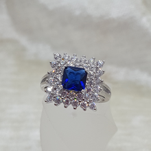 Load image into Gallery viewer, Sterling Silver White and Sapphire CZ Stone Ring
