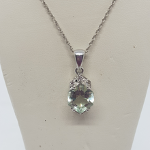 Load image into Gallery viewer, 9ct white Gold Green Amethyst and Diamond Pendant
