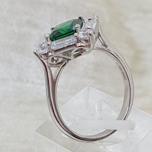 Sterling Silver Emerald and White CZ Dress Ring