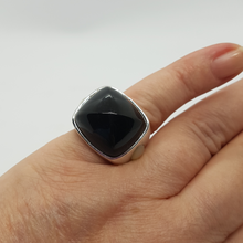Load image into Gallery viewer, Vintage Sterling Silver Black Onyx and Moonstone Ring
