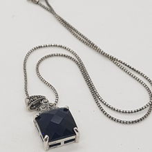 Load image into Gallery viewer, Sterling Silver Blue Stone and Marcasite Pendant
