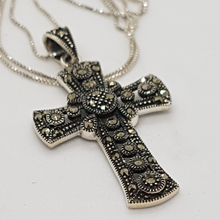 Load image into Gallery viewer, Sterling Silver Marcasite Cross Pendant
