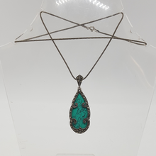 Load image into Gallery viewer, Sterling Silver Turquoise and Marcasite Pendant
