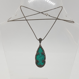 Sterling Silver Turquoise and Marcasite Pendant