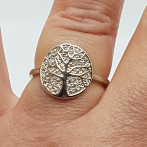 Sterling Silver Tree of Life CZ Ring