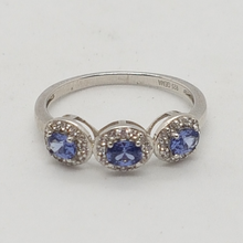 Load image into Gallery viewer, Sterling Silver Tanzanite and White CZ Ring
