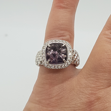 Load image into Gallery viewer, Sterling Silver Amethyst and White Cz Ring
