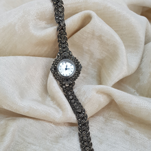 Load image into Gallery viewer, Sterling Silver Wrist Watch with Marcasite Bracelet
