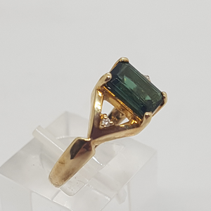 9ct Gold Tourmaline and Diamond Ring