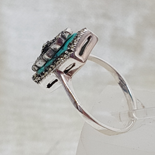 Load image into Gallery viewer, Sterling Silver Marcasite and Turquoise Ring
