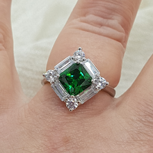 Load image into Gallery viewer, Sterling Silver Emerald and White CZ Dress Ring
